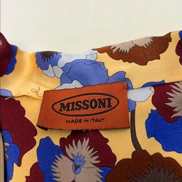 MISSONI SILK BLOUSE FLORAL BUTTON DOWN TOP SMALL